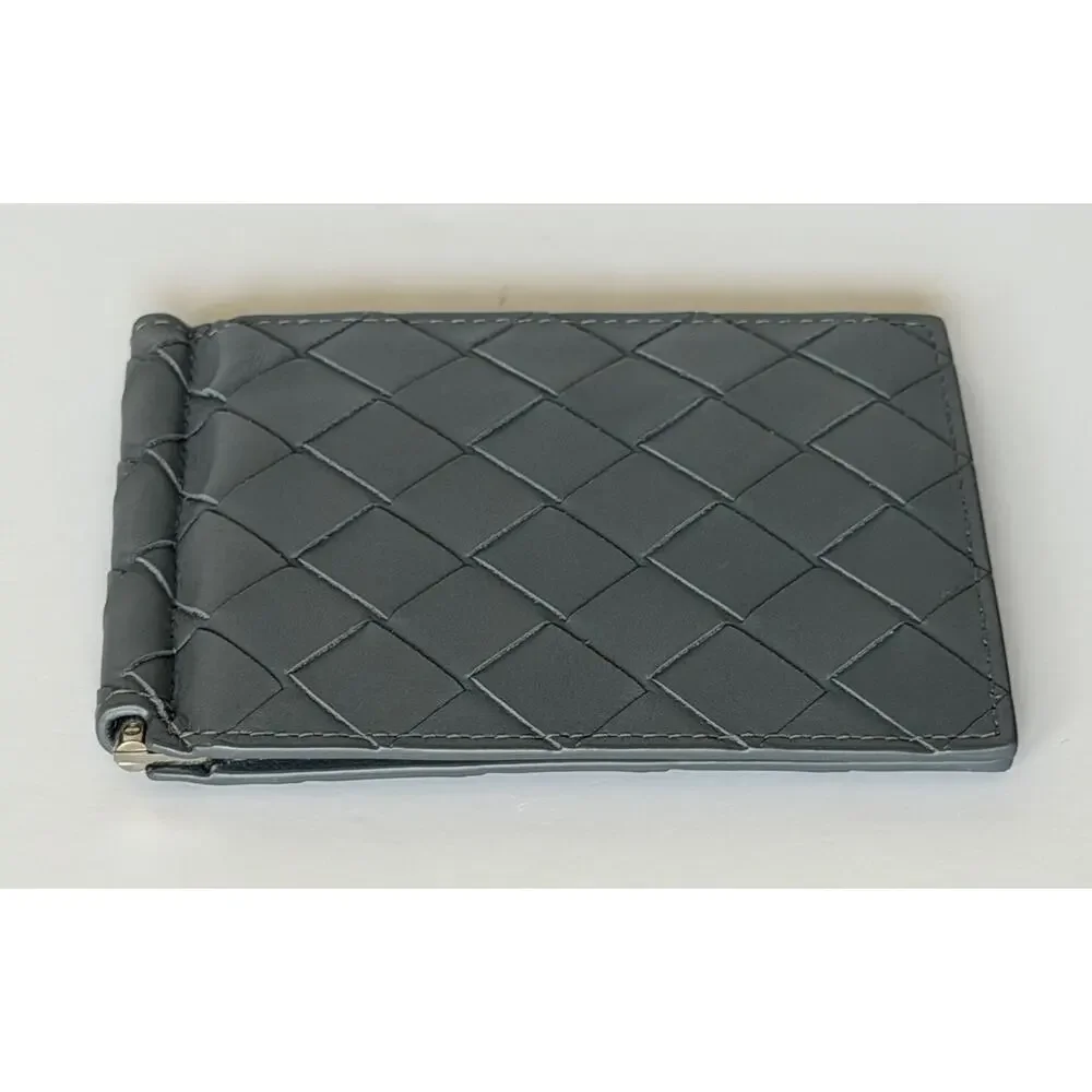 Bottega Intrecciato Veneta Leather Gray Wallet with Money Clip 592626 NWT $600